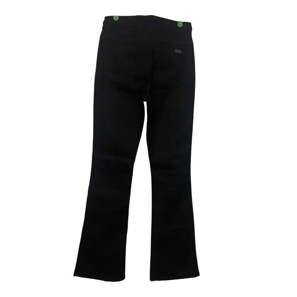 7 For All Mankind Dojo Black Jeans Size 27 Braid Trim Front Patch Pockets Flair